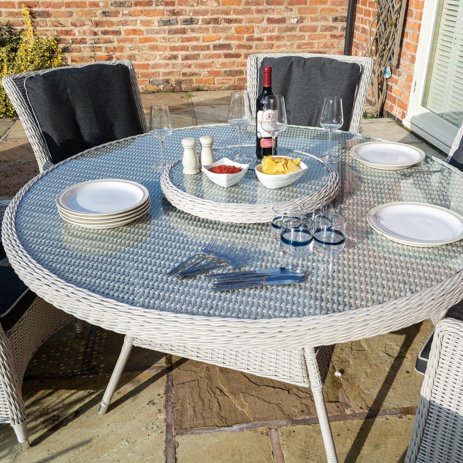 Rattan Effect Six Seater Dining Set - Two Colours - Image 15