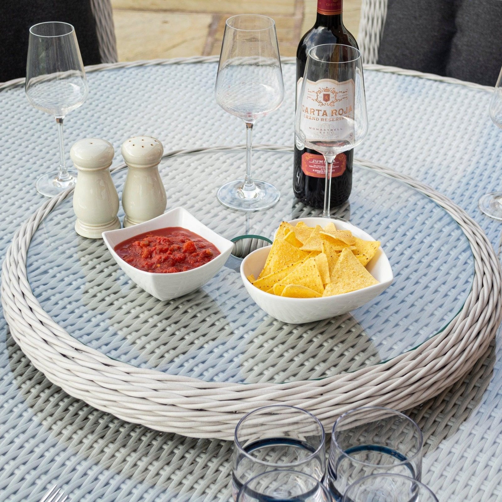 Rattan Effect Six Seater Dining Set - Two Colours - Image 17