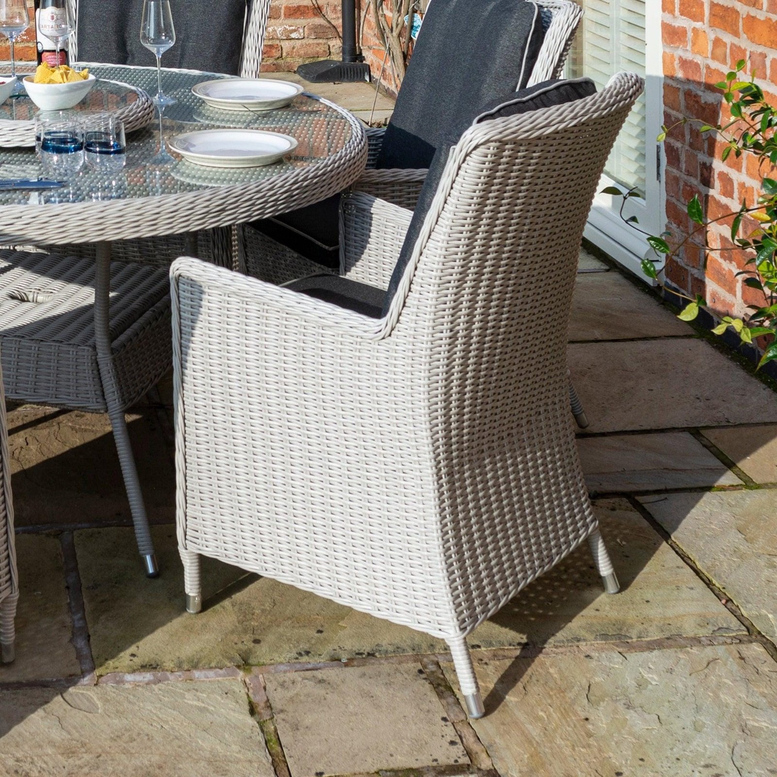 Rattan Effect Six Seater Dining Set - Two Colours - Image 18