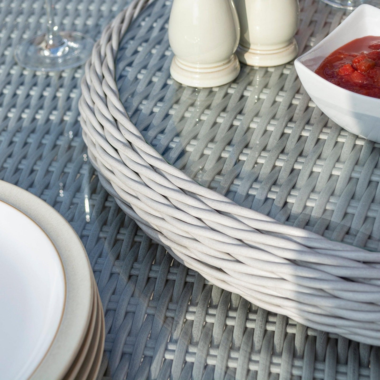 Rattan Effect Six Seater Dining Set - Two Colours - Image 4