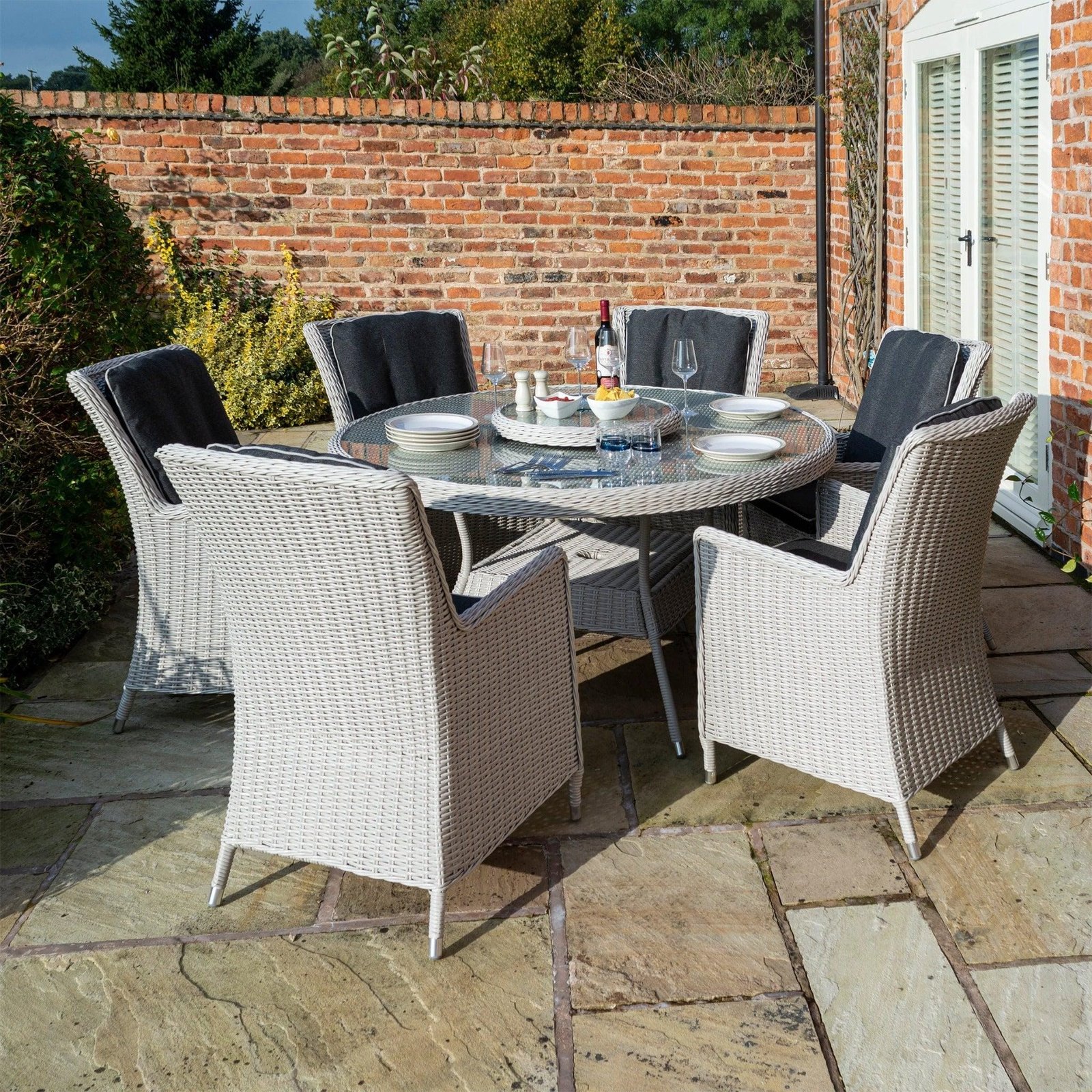 Rattan Effect Six Seater Dining Set - Two Colours - Image 7