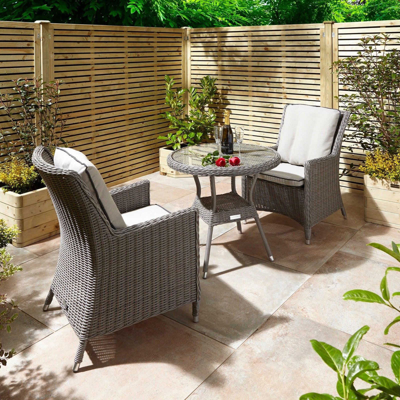 Rattan Effect Two Seater Bistro Set - Two Colours
