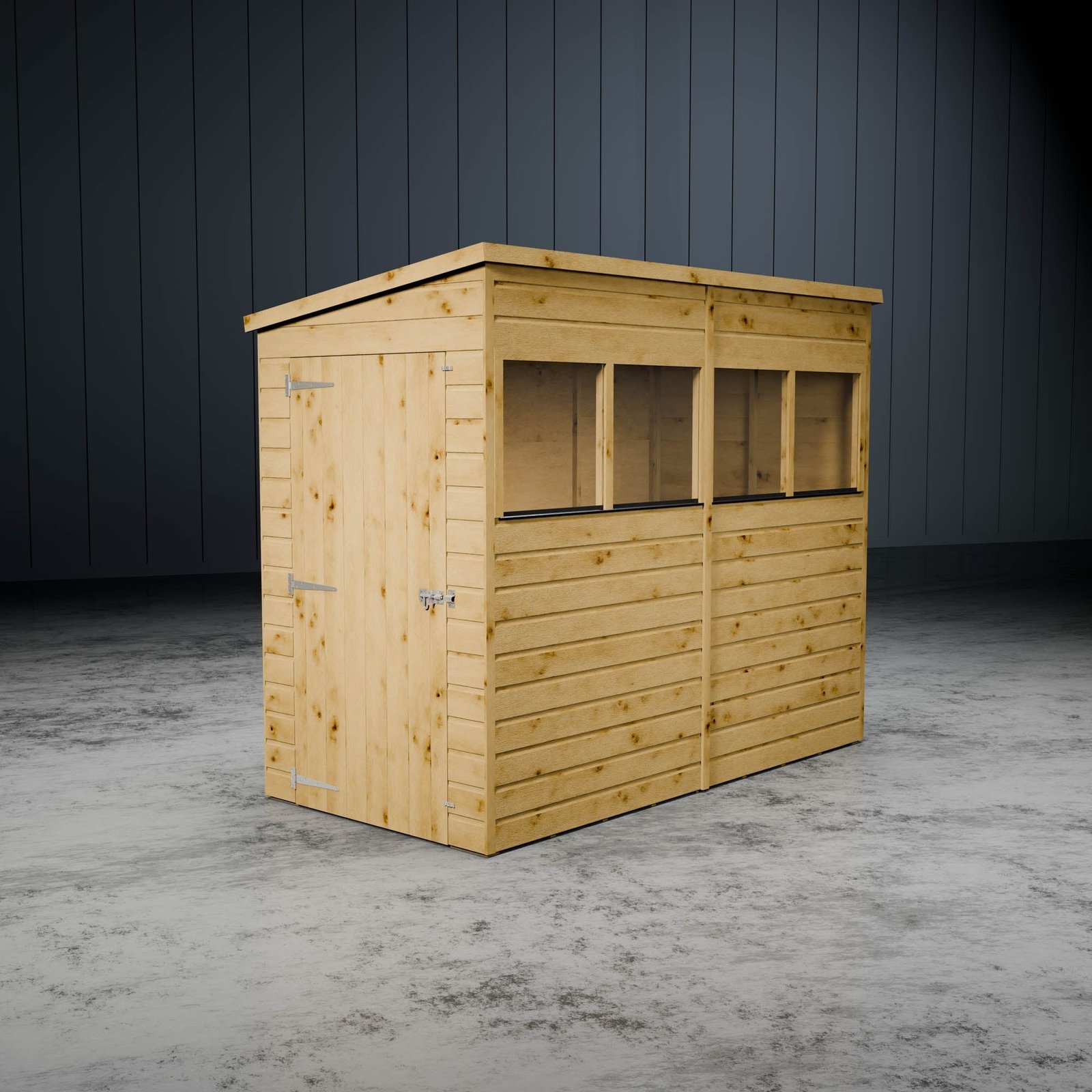 Modular Shiplap Pent Single Door Wooden Shed - Image 2