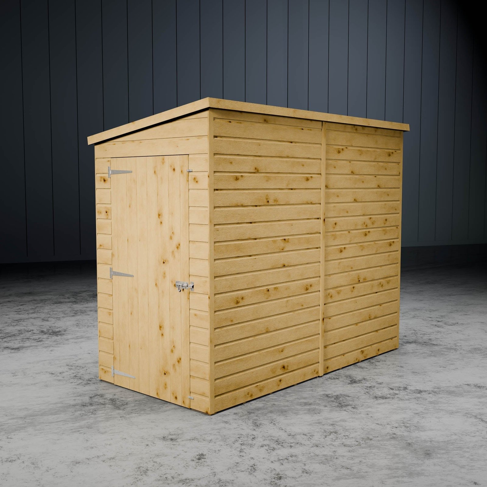 Modular Shiplap Pent Single Door Wooden Shed - Image 6