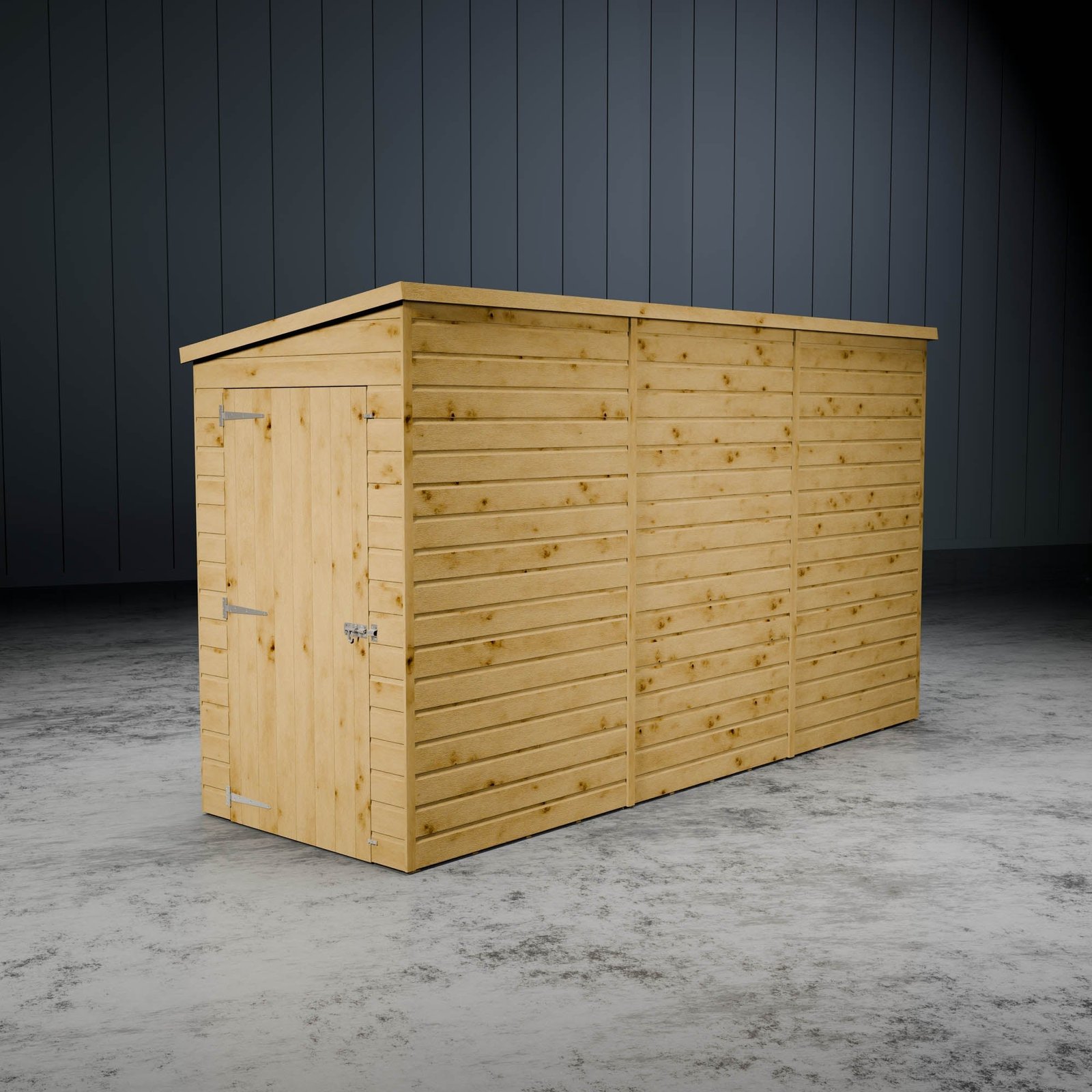 Modular Shiplap Pent Single Door Wooden Shed - Image 7