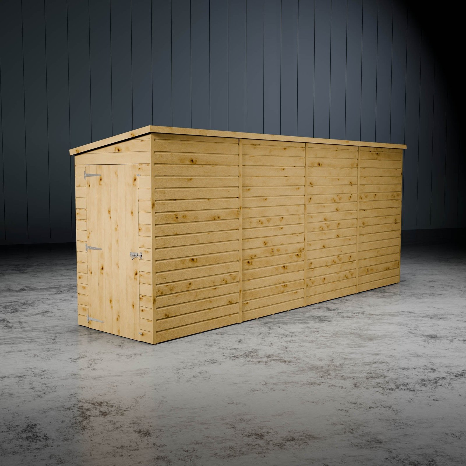 Modular Shiplap Pent Single Door Wooden Shed - Image 8