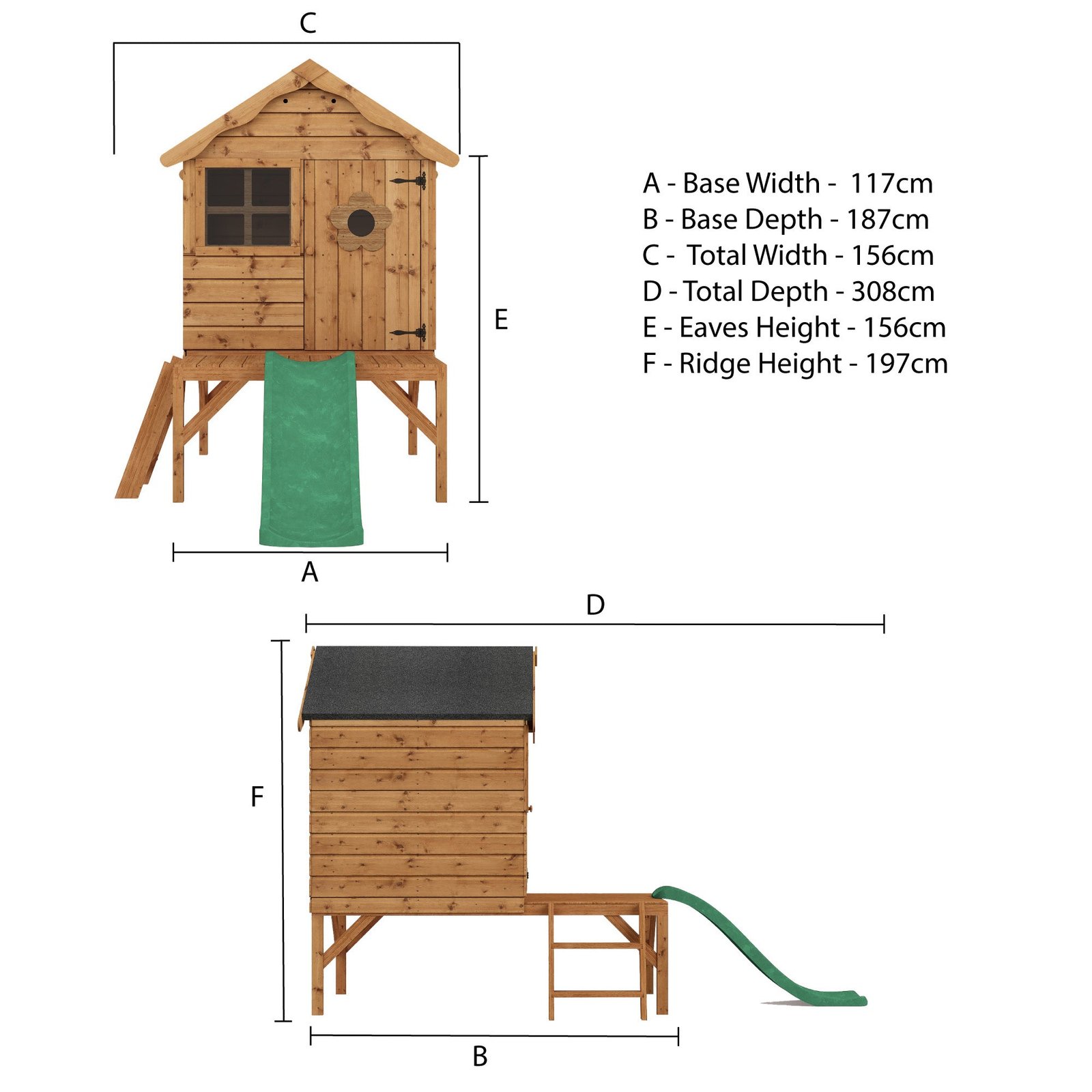 Snug Tower Wooden Playhouse with Slide - Image 11