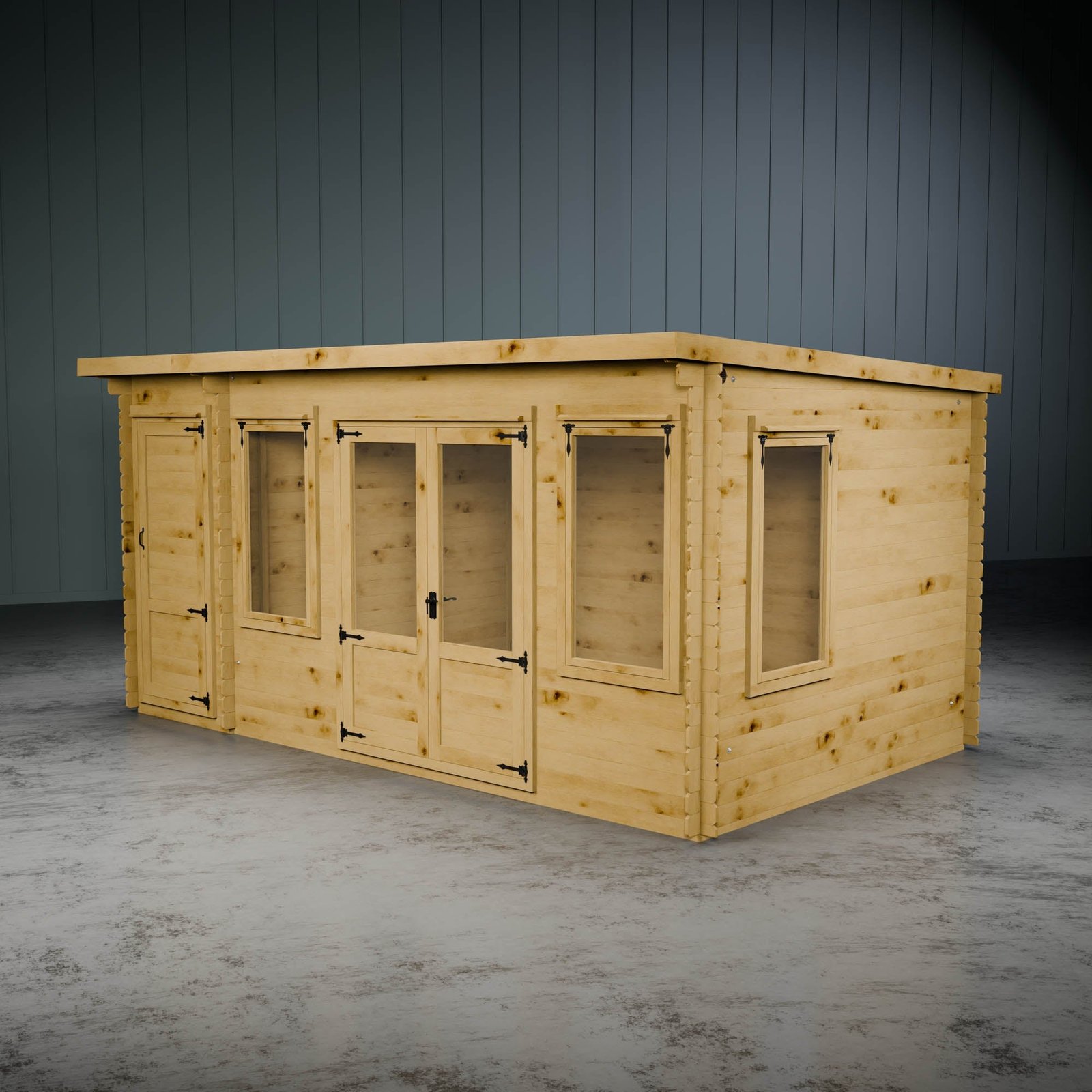 Value 19mm Pent Log Cabin with Side Shed - Image 2