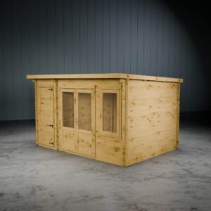 4.1m x 3m Cuckoo Log Cabin With Side Shed - 28mm