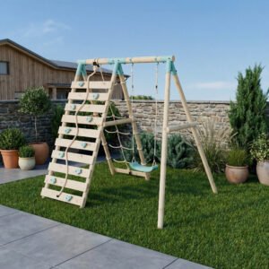 Single Swing Set With Climbing Wall - Shadowfern I