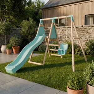 Single Wooden Baby Swing Set With Slide - Springwood II