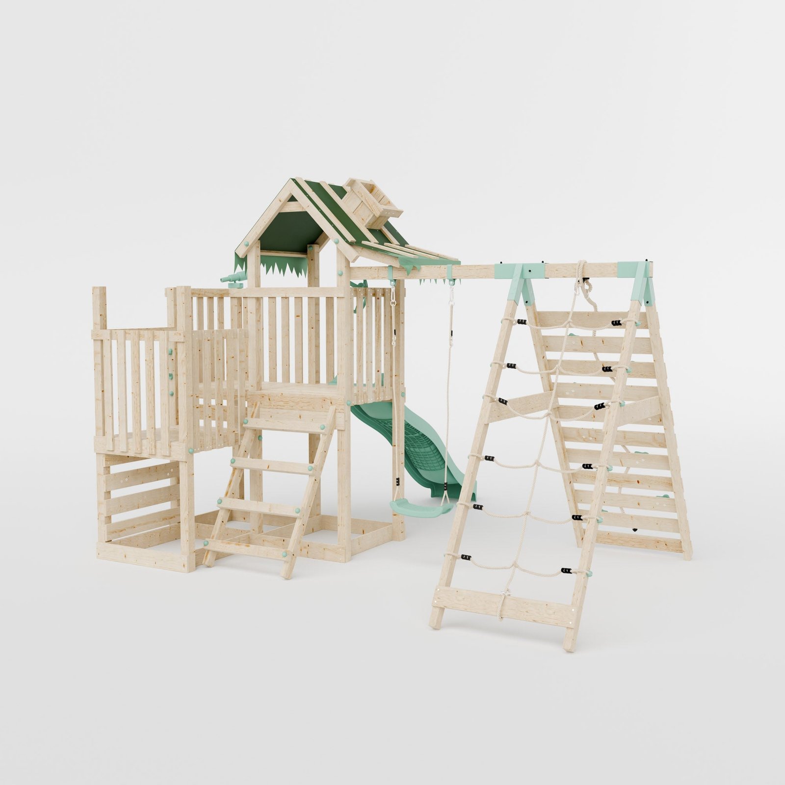 Extended Climbing Frame With Step Up, Single Swing & Climbing Wall - Maplewood V - Image 4