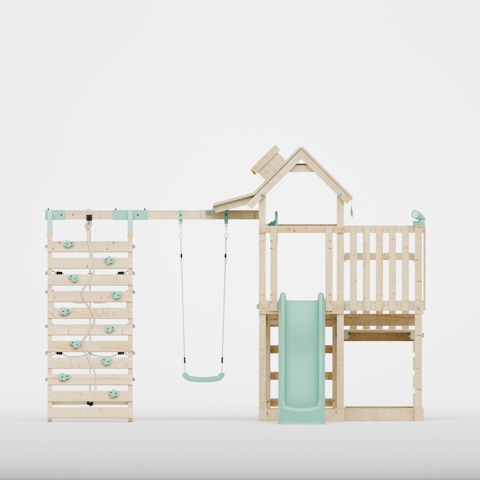 Extended Climbing Frame With Step Up, Single Swing & Climbing Wall - Maplewood V - Image 3