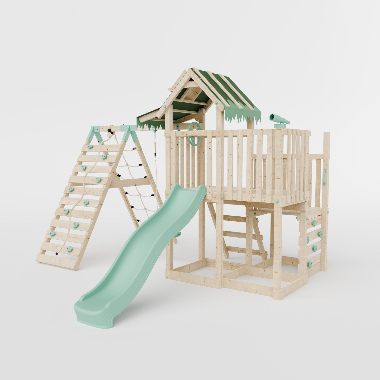 Extended Climbing Frame With Step Up, Single Swing & Climbing Wall - Maplewood V - Image 2