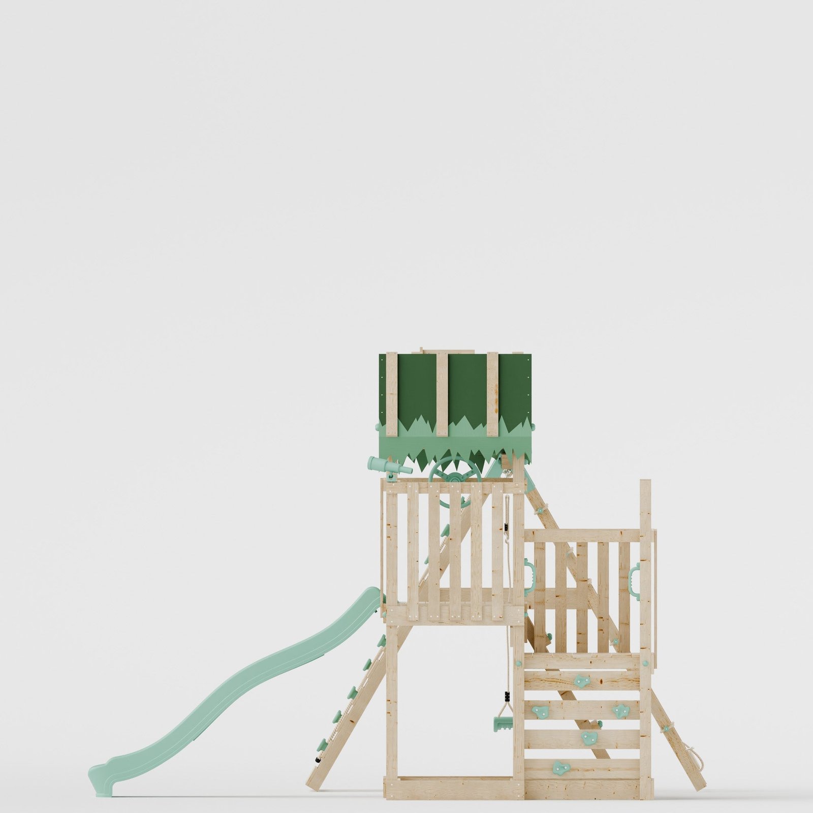 Extended Climbing Frame With Step Up, Single Swing & Climbing Wall - Maplewood V - Image 10
