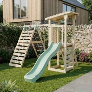 Climbing Frame With Single Swing & Climbing Wall - Willow Way V