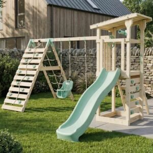 Climbing Frame With Double Swing & Climbing Wall - Willow Way VIII
