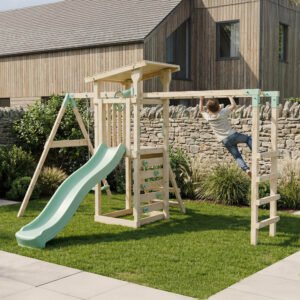 Climbing Frame With Single Swing & Monkey Bars - Woodland Quest I
