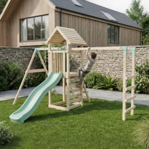 Climbing Frame With Single Swing & Monkey Bars - Bearpaw Timber I