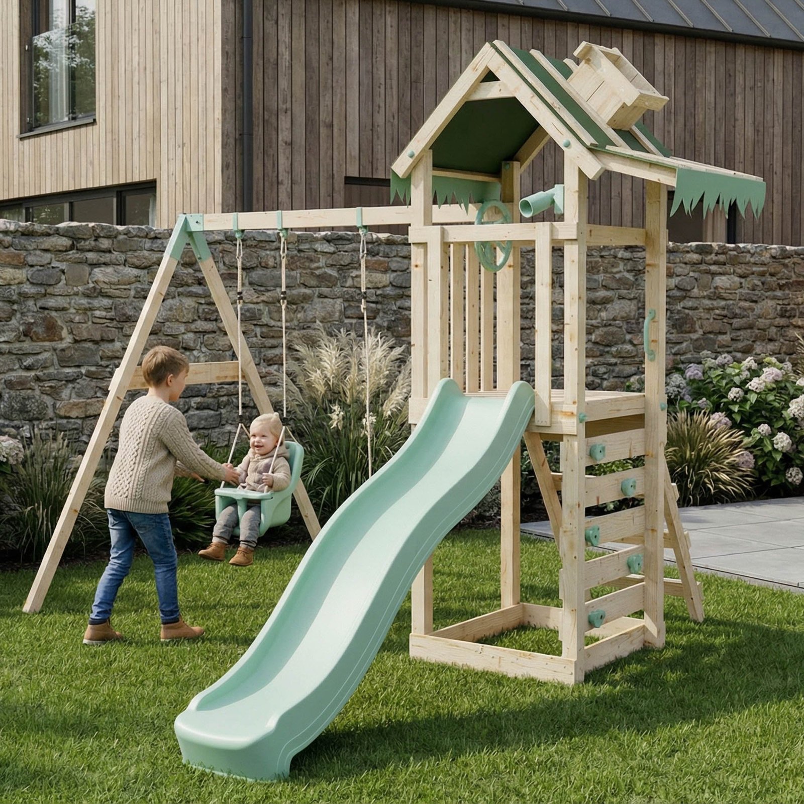 Climbing Frame With Double Swing - Eldertree Forest IV
