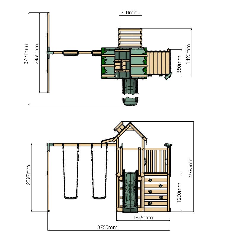 Extended Climbing Frame With Double Swing - Squirrel’s Nest III - Image 6