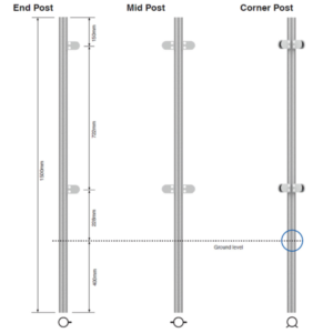 Concrete In Post Assembled 1500mm- 42.4mm - 316l