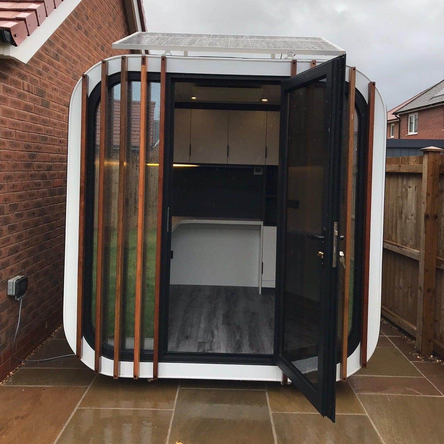Stand-Alone, Solar Garden Office Pod, complete with desk and storage - Image 5