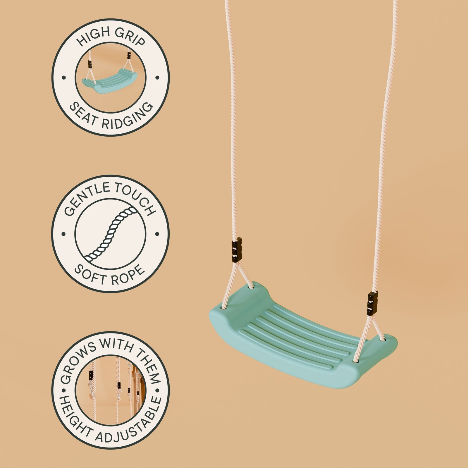 Double Wooden Swing Set with Baby Swing, Climbing Wall and Slide - Stagwood II - Image 7