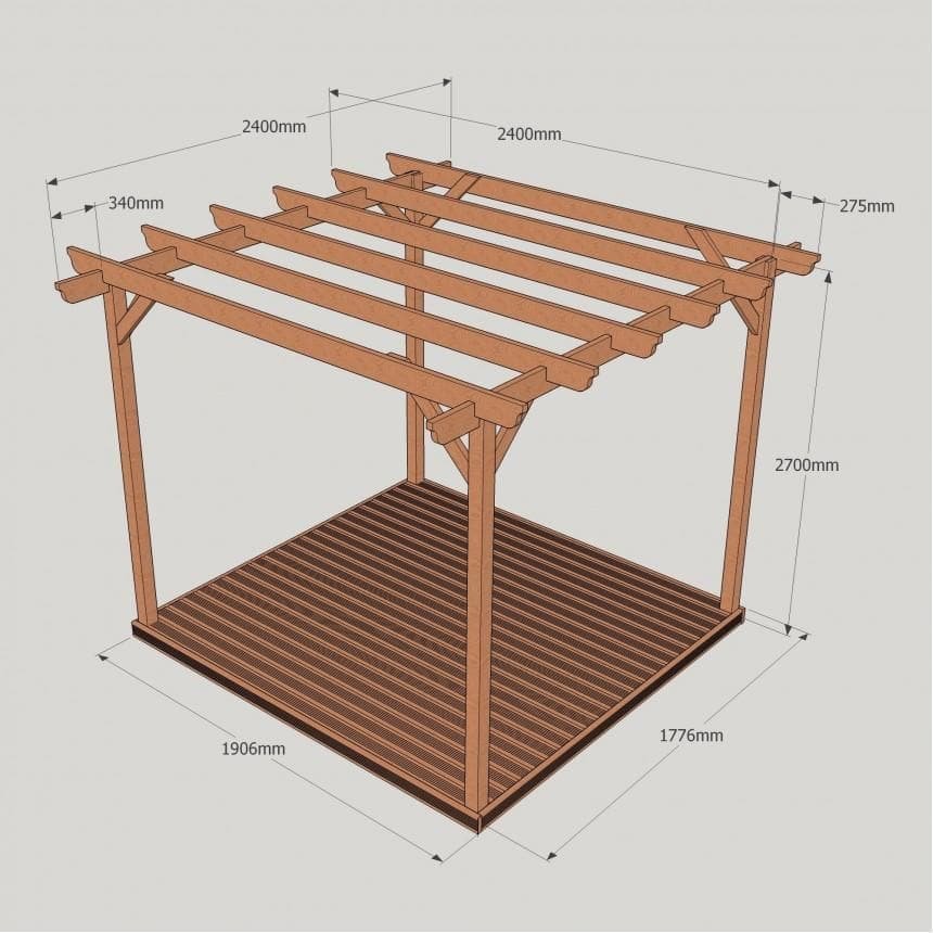 Timber Pergola & Decking Complete DIY Kit, Quality Tanalised Redwood Timber, various sizes. - Image 6
