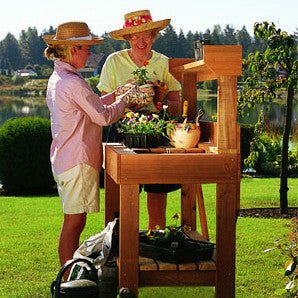 DIY Potting Bench with Sink & Shelves