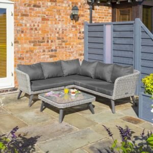 Rattan Corner Sofa Set with Table