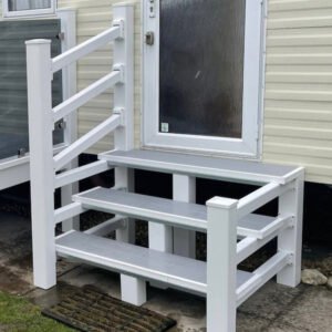 Super Rail Static Caravan Steps with Handrail (780mm Opening)